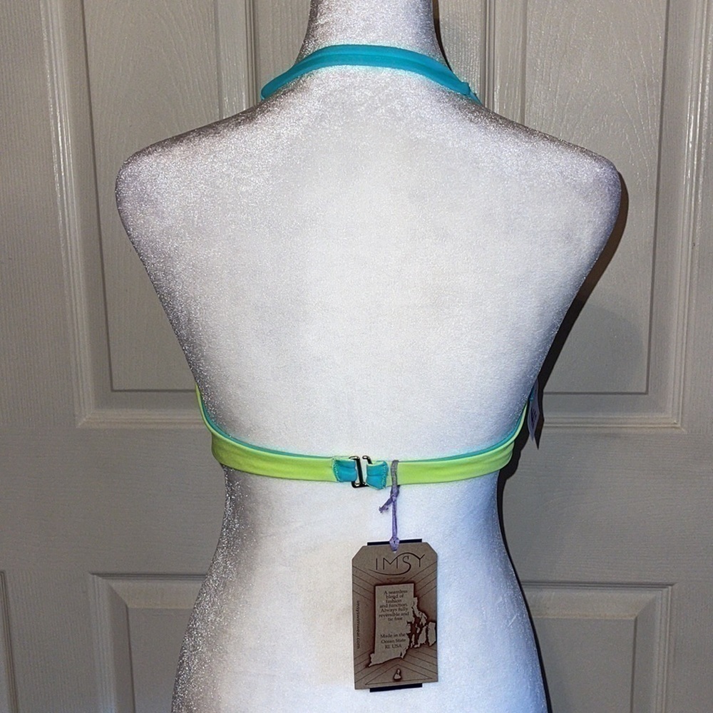 NWT Imsy Two Tone Reversible Halter Bikini Swim Top - Picture 4 of 7